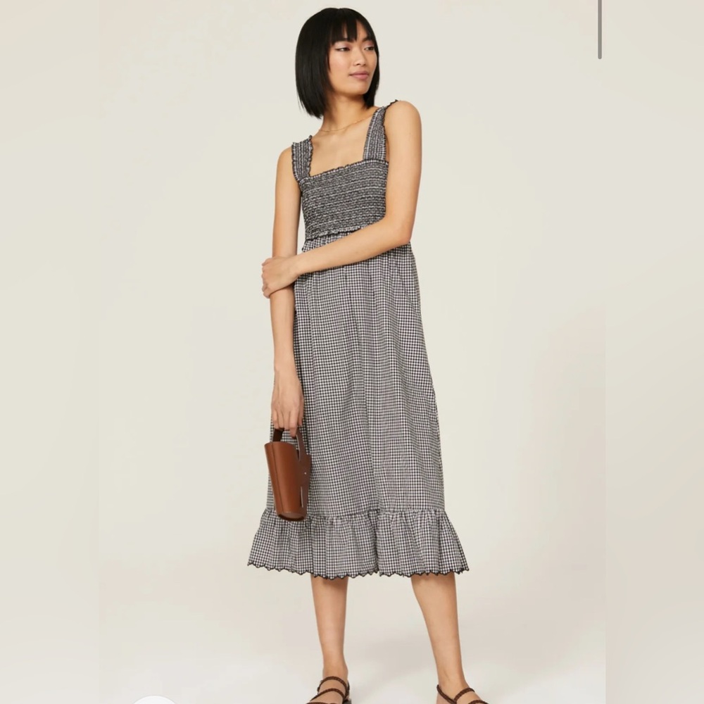 Rails Black and White Checkered Midi Dress